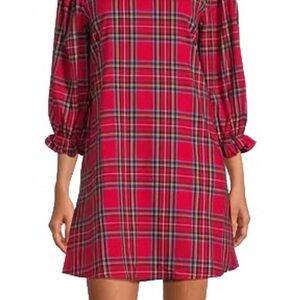 J Marie Elegant Plaid Tamara Dress with ruffle neck & back bow